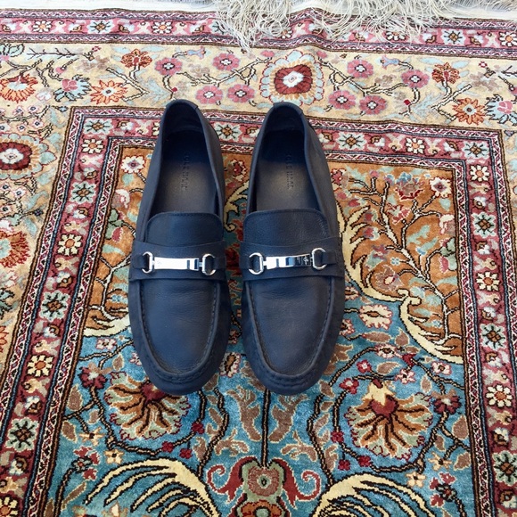 Mens black loafers with silver buckle Clearance